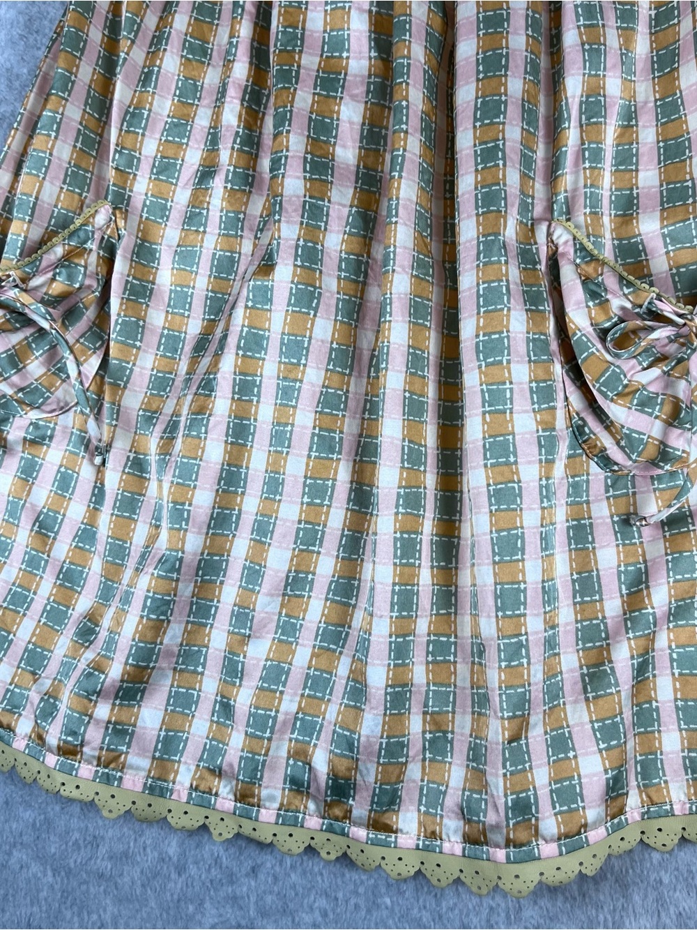 Silk Blend Women’s Halter Dress Plaid 90s Y2K Pockets Size XS - Picture 3 of 14